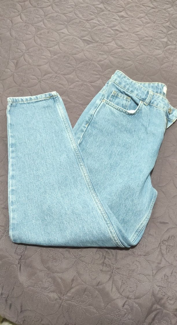 Pastel Mavi Midi Kadın mom Jean Kot Pantolon - Görsel 2