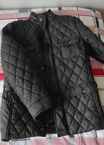 Düğmeli fermuarlı Siyah Erkek Mont - Görsel 2