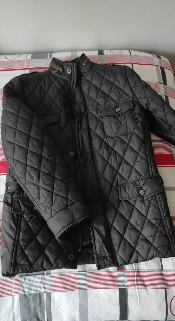 Düğmeli fermuarlı Siyah Erkek Mont - Görsel 2