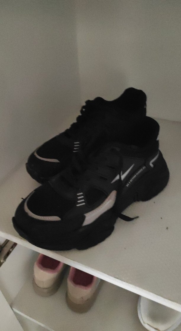 Siyah Bağcıklı Stiletto Topuklu Kadın Spor Ayakkabı - Görsel 4