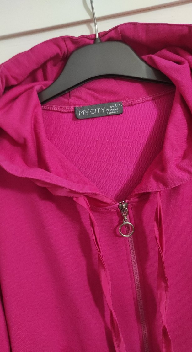 Pembe Uzun Kadın Yağmurluk Fermuarlı - Görsel 3