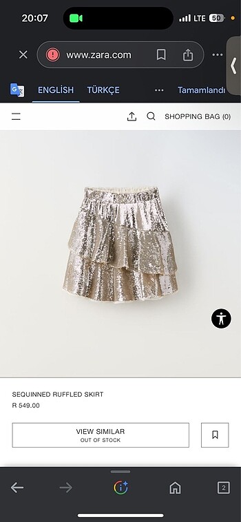 Zara pullu taşlı etek