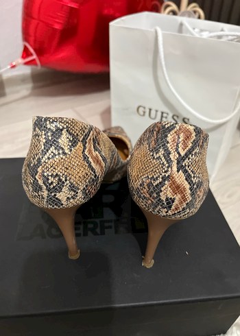 40 Beden kahverengi Renk Kahverengi Yılan Desenli Stiletto