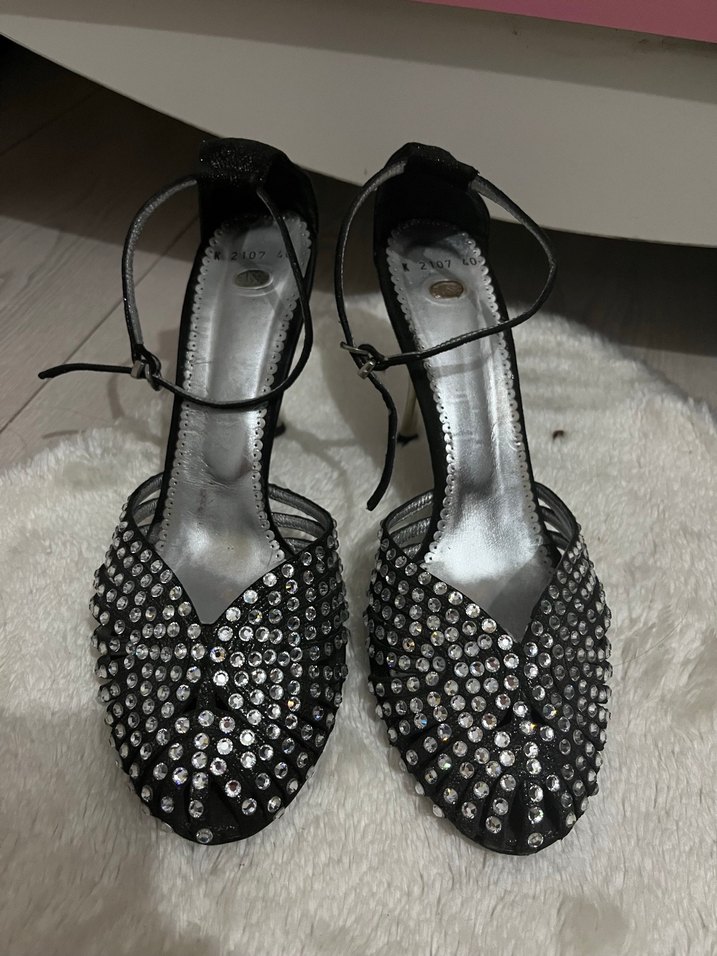 Siyah Taşlı Stiletto Topuklu Ayakkabı - Görsel 5