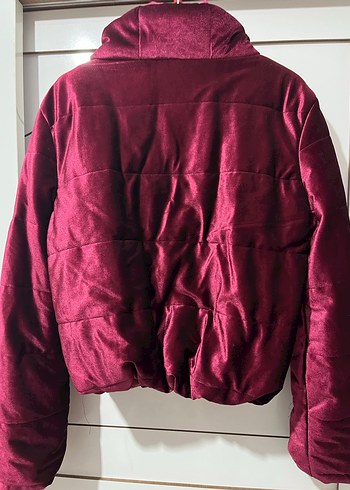 Bordo Kadın Kadife Midi Mont - Görsel 3