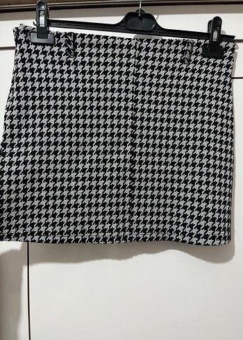 Kareli Gri Mini Etek - Görsel 2