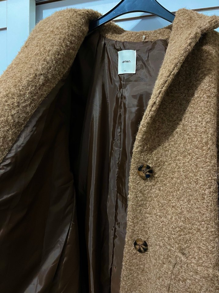 Kahverengi Yün Kadın Kaban - Görsel 3