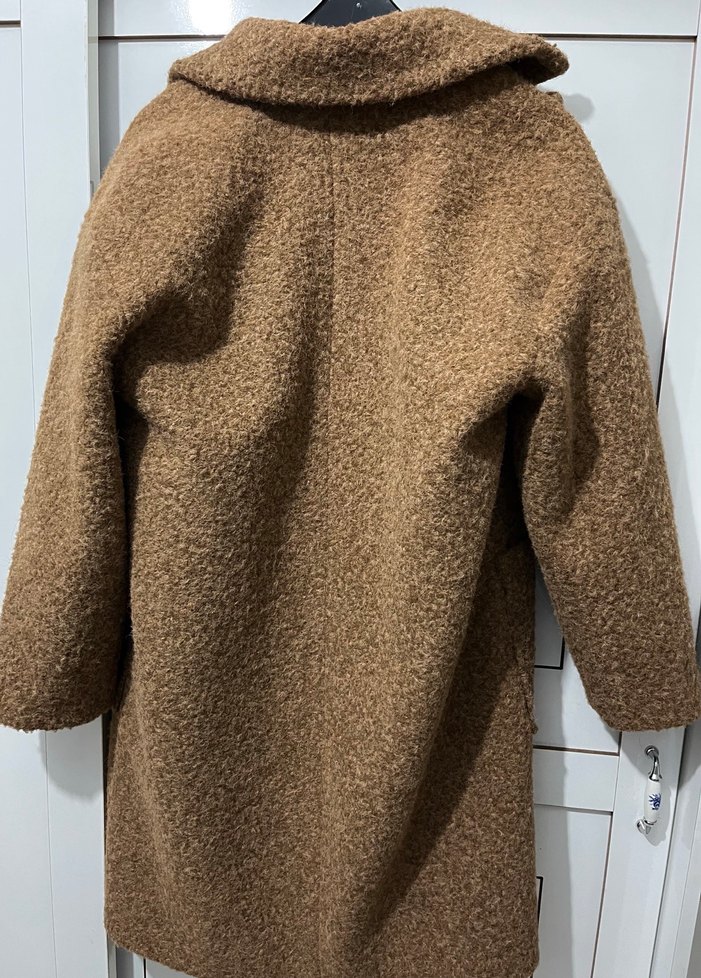 Kahverengi Yün Kadın Kaban - Görsel 4