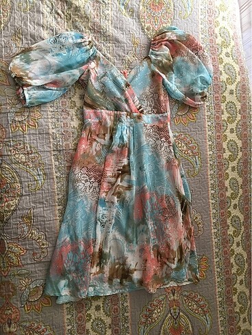 Pastel renk vintage elbise