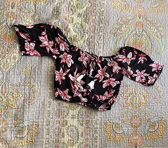 Alt üst çiçekli ikili vintage takım
