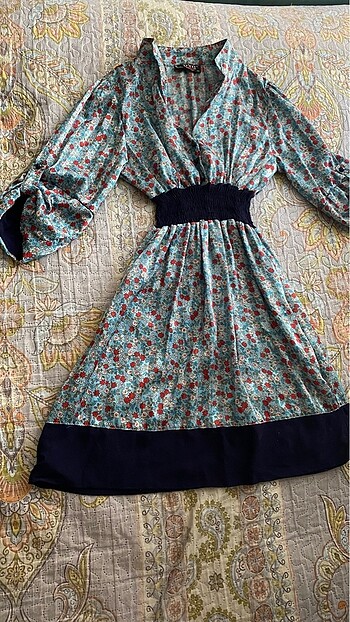 Zara Çiçek vintage otantik elbise