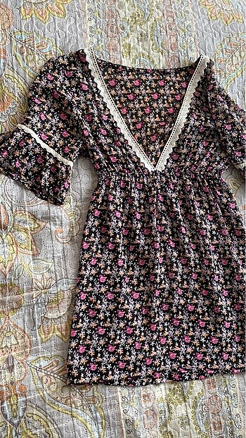 Zara Çiçek tül vintage otantik bluz