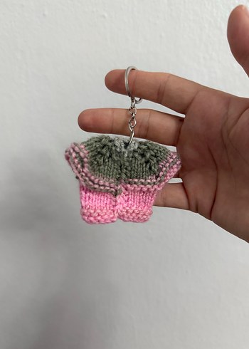 Pembe Gri Örgü Anahtarlık