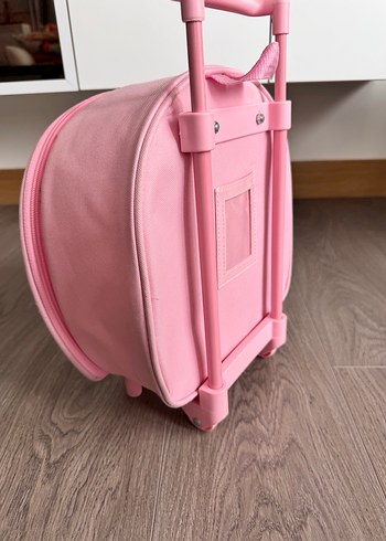 Pembe Kedi Desenli Çekçekli Çocuk Okul Çantası