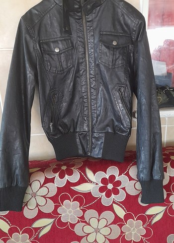 Kadın Siyah Deri Biker Ceket