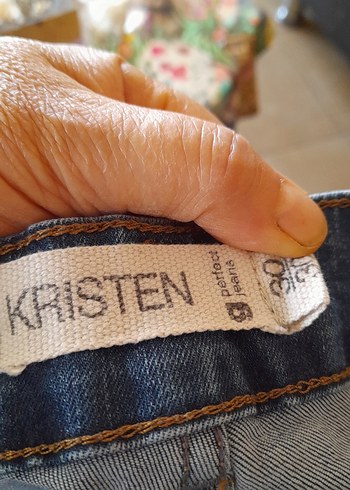 30 Beden mavi Renk Kadın Renkli Bağlamalı Desenli Fermuarlı Denim Pantolon