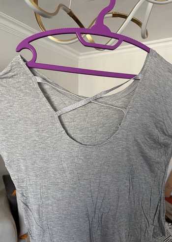 Gri Uzun Kollu Rahat Hamile Tişörtü - Görsel 2