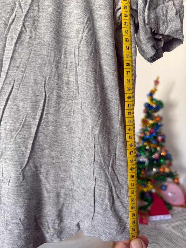 Gri Uzun Kollu Rahat Hamile Tişörtü - Görsel 3