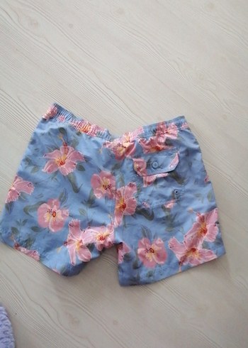 Mavi Çiçek Desenli Rahat deniz Şortu - Görsel 3