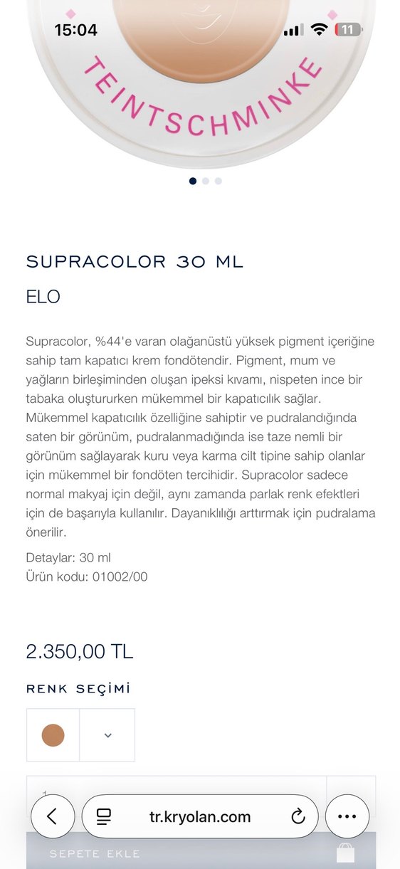 Kryolan Supracolor krem Fondoten - Görsel 4