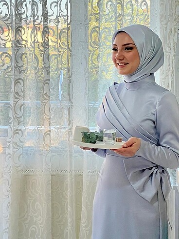 s Beden mavi Renk Nişan elbisesi