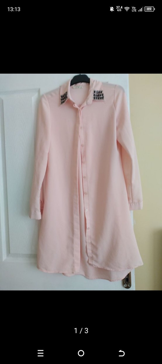 Pembe Midi Uzun Kollu Kadın Tunik - Görsel 2