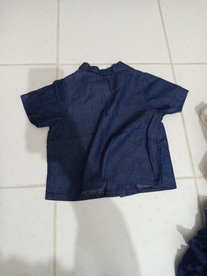 Nakışlı Düğmeli kız çocuk Kot Gömlek - Görsel 4