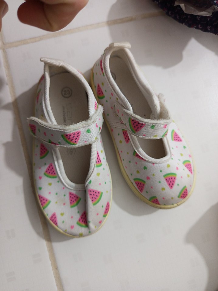 Kız Çocuk Beyaz Desenli Cırt Cırtlı Spor Ayakkabı - Görsel 2