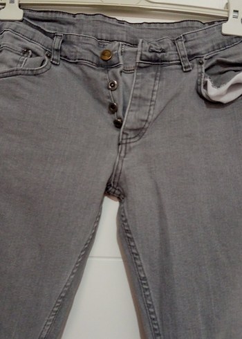 Gri Düğmeli Erkek Kot Pantolon - Görsel 3