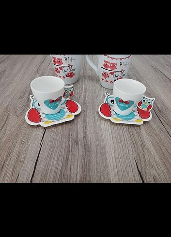 Baykuş desenli kahve fincanı