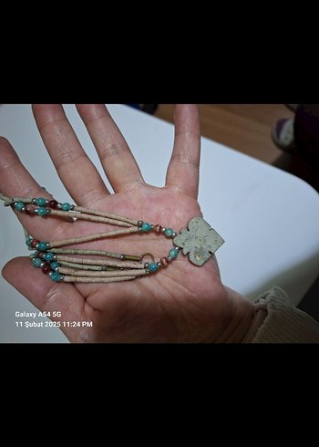 vintage otantik eskitme model Turkuaz Boncuklu Kolye - Görsel 2