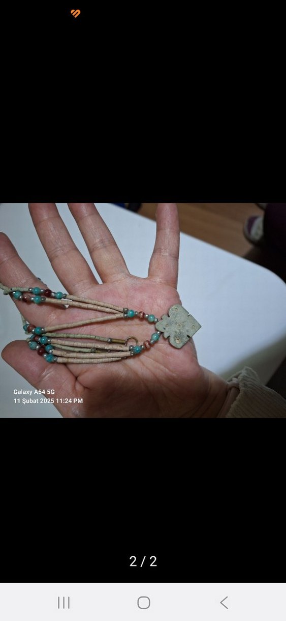 vintage otantik eskitme model Turkuaz Boncuklu Kolye - Görsel 2