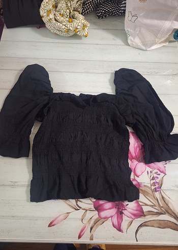 Kadın Siyah Mini Fırfırlı Bluz - Görsel 2