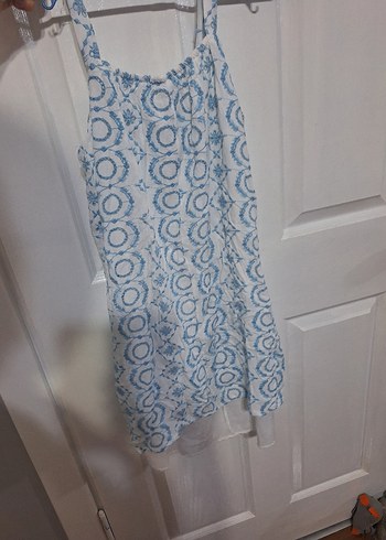 Mavi Batik Desenli Dantel Detaylı Uzun Hamile Tuniği - Görsel 3