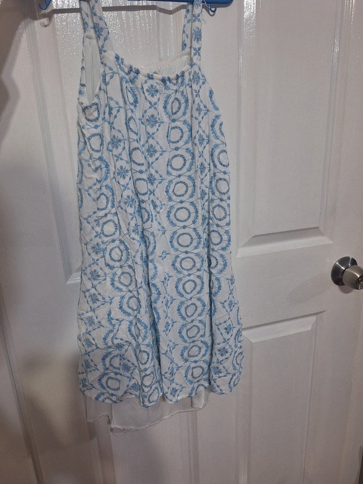 Mavi Batik Desenli Dantel Detaylı Uzun Hamile Tuniği - Görsel 2