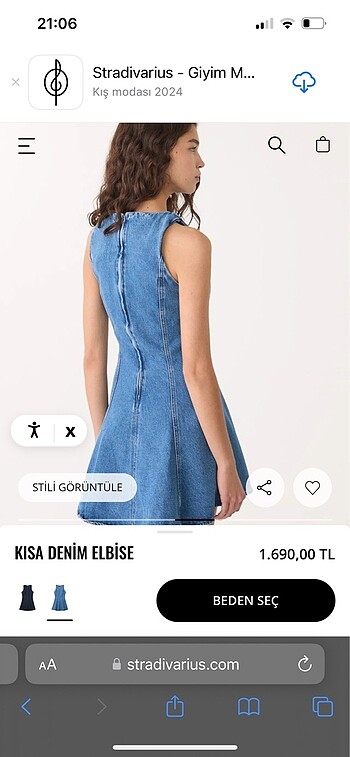 m Beden mavi Renk Stradivarius Denim Elbise