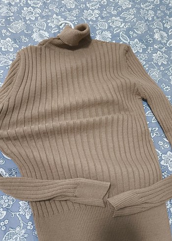 Bej Kadın Boğazlı Örme Kazak yeni ürün - Görsel 4