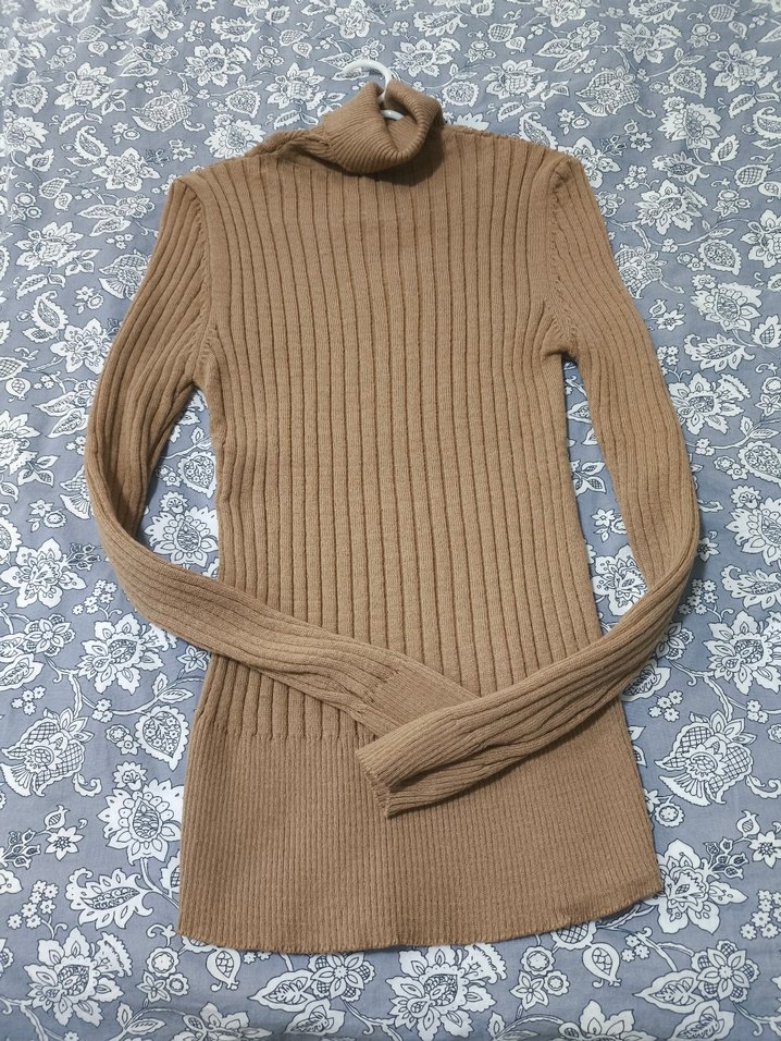 Bej Kadın Boğazlı Örme Kazak yeni ürün - Görsel 3