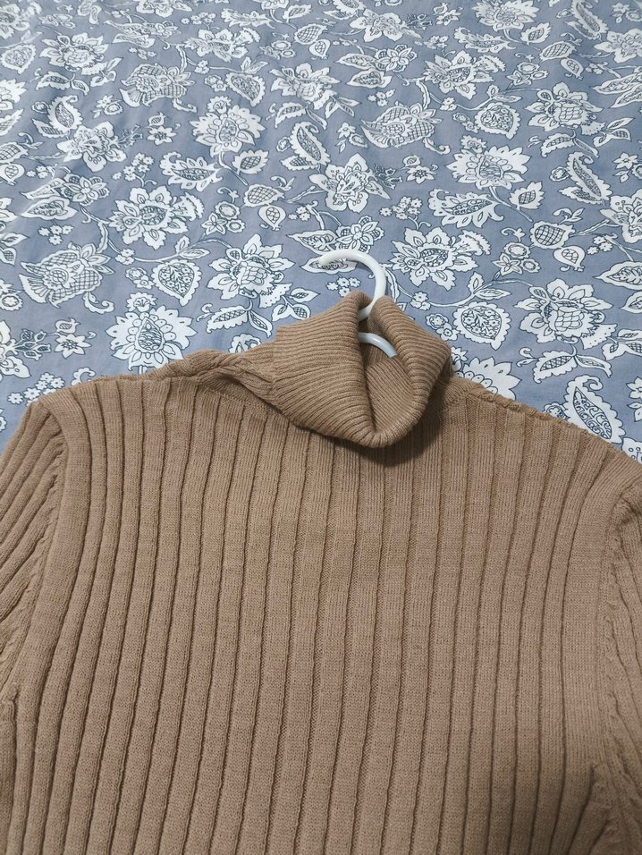 Bej Kadın Boğazlı Örme Kazak yeni ürün - Görsel 2