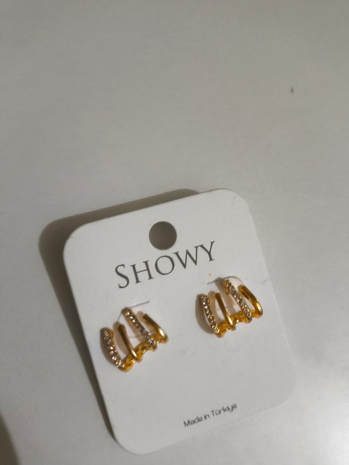 Gold Mini Payetli Sokak Stili Küpe - Görsel 2