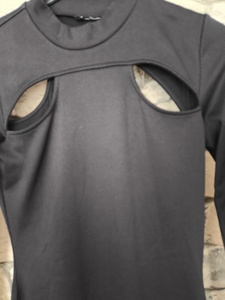 Uzun Kollu Siyah Gotik günlük Elbise - Görsel 2