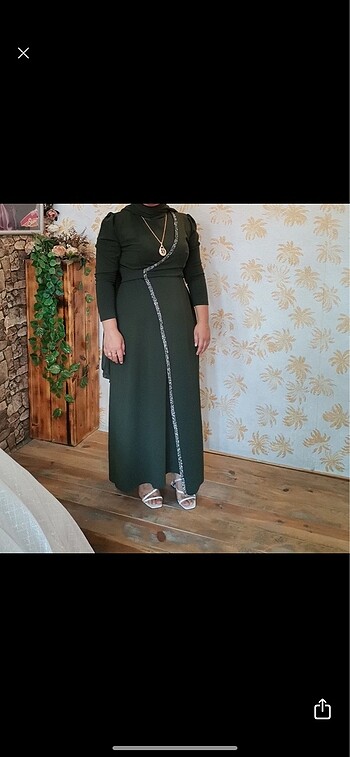42 Beden haki Renk Tesettür abiye elbise