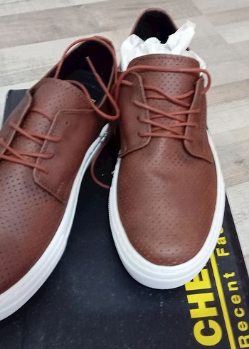 Sıfır Yeni Kahverengi bağcıklı günlük ayakkabı - Görsel 5