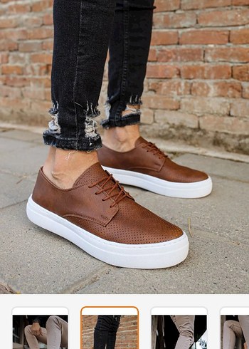 Sıfır Yeni Kahverengi bağcıklı günlük ayakkabı - Görsel 3