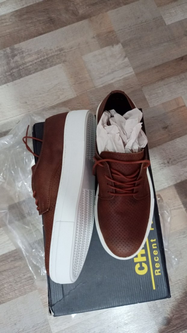 Sıfır Yeni Kahverengi bağcıklı günlük ayakkabı - Görsel 4