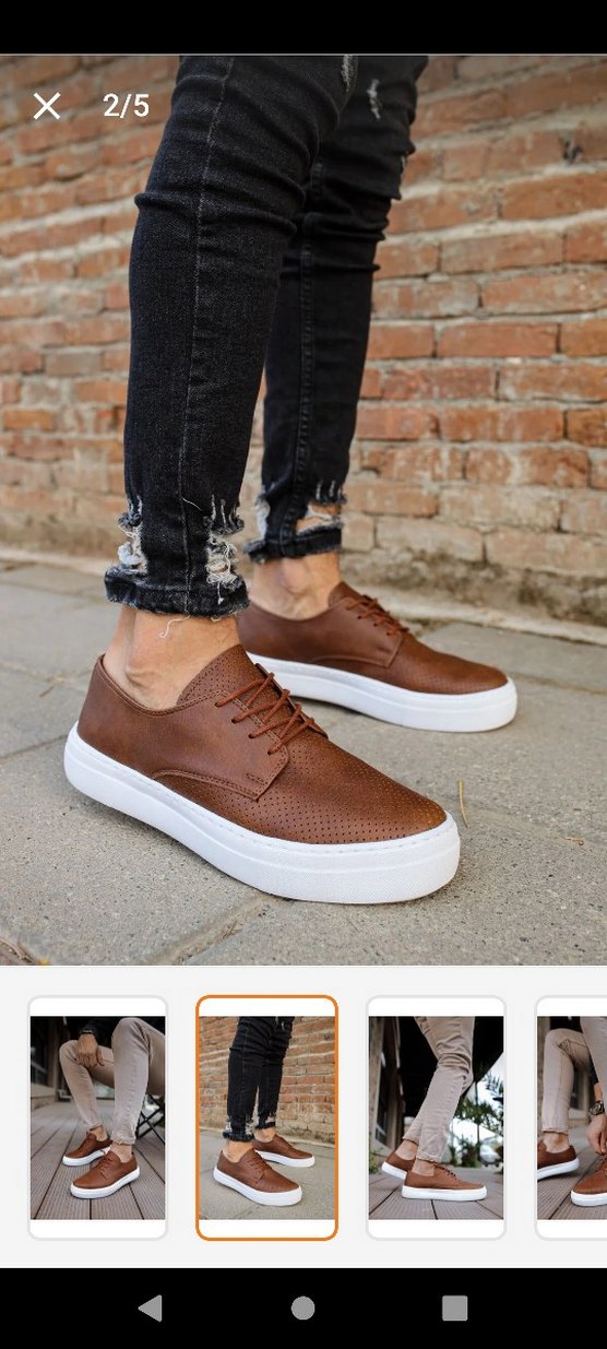 Sıfır Yeni Kahverengi bağcıklı günlük ayakkabı - Görsel 3