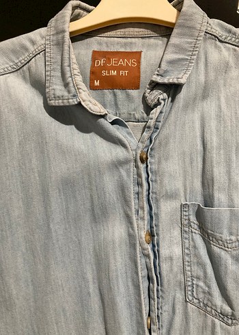 Gri Denim Kısa Kollu Erkek Gömlek - Görsel 2