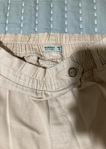 Bej Kadın Keten Bol Kesim Pantolon - Görsel 2