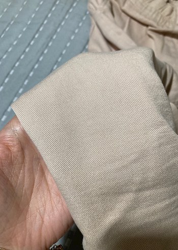 Bej Kadın Keten Bol Kesim Pantolon - Görsel 3