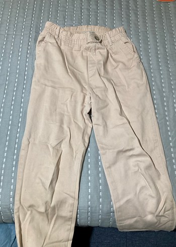 Bej Kadın Keten Bol Kesim Pantolon - Görsel 4